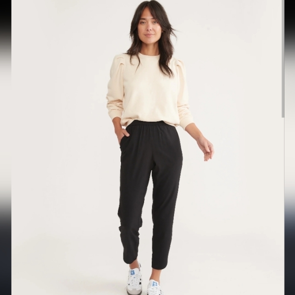Marine Layer Allison Pant Classic Black Casual Stretchy Soft Crop Dolphin Hem S